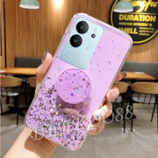 ใหม่ เคสโทรศัพท์มือถือ TPU แบบนิ่ม ลายกากเพชร พร้อมขาตั้ง สําหรับ VIVOV29 VIVO V29 5G 2023