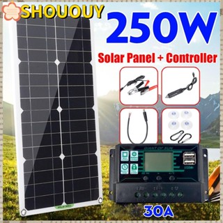 Shououy ชุดแผงพลังงานแสงอาทิตย์ แบบพกพา Dual USB 30A Monocrystalline ซิลิคอน พาวเวอร์ซัพพลายโทรศัพท์ USB