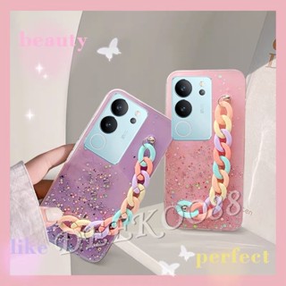 ใหม่ เคสโทรศัพท์มือถือแบบใส แต่งกลิตเตอร์ พร้อมสายโซ่คล้อง สีรุ้ง สําหรับ VIVOV29 VIVO V29 5G 2023