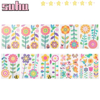 Suhuhd กาว PVC ลายดอกไม้ สําหรับติดตกแต่งผนัง หน้าต่าง 62 ชิ้น