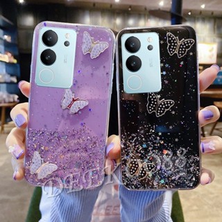 ใหม่ เคสโทรศัพท์มือถือแบบใส แต่งกลิตเตอร์ ลายผีเสื้อ ระยิบระยับ หรูหรา สําหรับ VIVOV29 VIVO V29 5G 2023