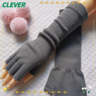 Clever ถุงมือครึ่งนิ้ว ผ้าถัก ให้ความอบอุ่น สําหรับผู้หญิง