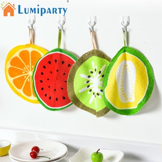 Lumiparty ผ้าขนหนูเช็ดมือ ลายการ์ตูนผลไม้ แบบนิ่ม ดูดซับน้ําได้ดี สําหรับห้องครัว ห้องน้ํา