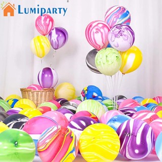 Lumiparty ลูกโป่งยาง ฮีเลียม ลายหินอ่อน ก้อนเมฆ หลากสี 10 นิ้ว 10 ชิ้น