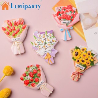 Lumiparty สติกเกอร์แม่เหล็กติดตู้เย็น เรซิ่น รูปช่อดอกไม้ 3d สําหรับตกแต่งบ้าน