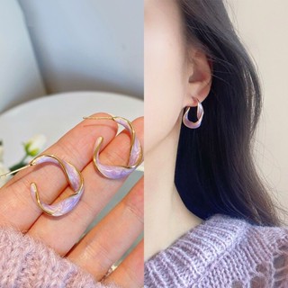 Spot second hair# S925 silver needle dripping oil twisted C- shaped earrings womens simple ins retro gentle advanced sense all-match ear ring earrings 8cc