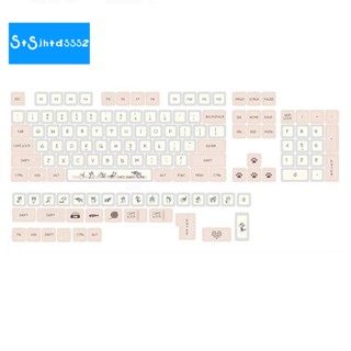 ปุ่มกดคีย์บอร์ด 136 คีย์ XDA PBT DYE-SUB ธีมแมวน่ารัก สีชมพู สําหรับ Cherry Mx Switch GMMK Pro