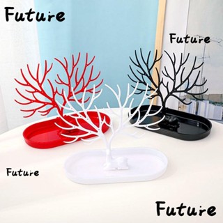 Future ถาดวางเครื่องประดับ พลาสติก รูปกวาง ต้นไม้ สีแดง ขาว ดํา