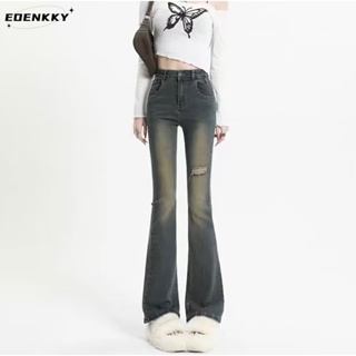 EOENKKY  กางเกงขายาว กางเกงยีสน์ผู้หญิง ทรงหลวม ๆ ตรง Retro Hip Hop Pants 2023 NEW Style  พิเศษ สวย Comfortable สบาย A97L8AU 36Z230909