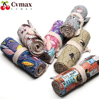 Cvmax กระเป๋าดินสอ ผ้าแคนวาส แบบม้วน 12 24 36 48 72 ช่อง หลากสี สําหรับนักเรียน