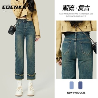 EOENKKY  กางเกงขายาว กางเกงยีสน์ผู้หญิง ทรงหลวม ๆ ตรง Retro Hip Hop Pants 2023 NEW Style  รุ่นใหม่ Unique Trendy Comfortable A97L8B8 36Z230909