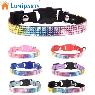 Lumiparty ปลอกคอสัตว์เลี้ยง แมว พร้อมกระดิ่ง ปรับได้ ป้องกันการสูญหาย เพชรพลอยเทียม วิบวับ อุปกรณ์เสริมสําหรับสัตว์เลี้ยง