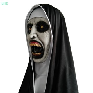 หน้ากากยาง LI The Horror Scary Nun Latex Mask พร้อมผ้าพันคอคอสเพลย์ สําหรับปาร์ตี้ฮาโลวีน