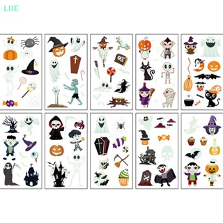 Li สติกเกอร์รอยสักปลอม เรืองแสง ลายแม่มด ฮาโลวีน 10 แผ่น