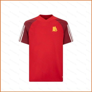 Fb 2023-2024 เสื้อยืดลําลอง แขนสั้น คอกลม พิมพ์ลาย AS Roma Jersey Pre Match ให้ความอบอุ่น พลัสไซซ์