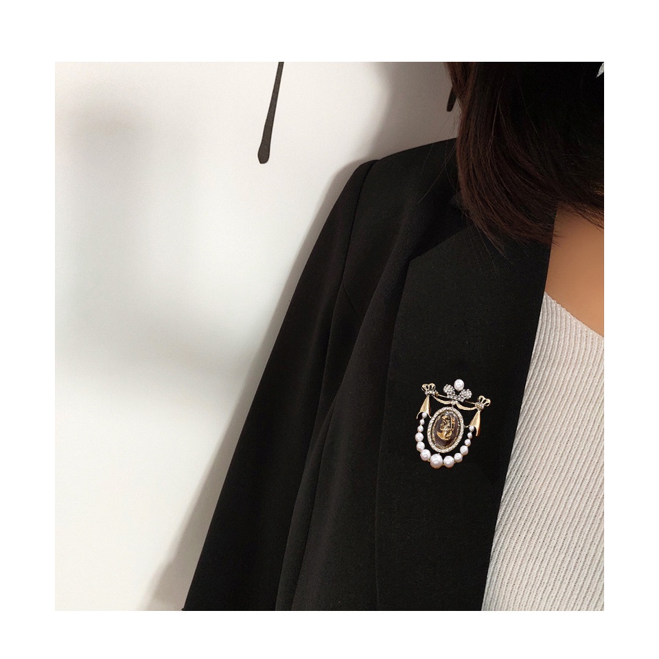 เข็มกลัดโลหะ ประดับมุก สไตล์วินเทจ คลาสสิก บาร็อค เครื่องประดับ สําหรับผู้หญิง ผู้ชาย งานเลี้ยง งานเลี้ยง - รูปที่ 5