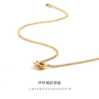 0822-CYBFH Fashion Commuter Trendy Accessories Ring Buckle Clavicle Chain Neck Chain Simple All-Match Gold-Plated Ornament Necklace for Women BYQW