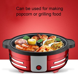  Just Kitchen 5L เครื่องทำป๊อปคอร์นไฟฟ้า Popper ฝาขนาดใหญ่พร้อมถ้วยตวง AU ปลั๊ก 220V 850W สีแดงมัลติฟังก์ชั่นสำหรับบ้าน