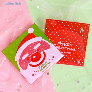 Tuilieyfish ถุงขนมคุกกี้ บิสกิต มีกาวในตัว ลายคริสต์มาส 10*10 ซม. 100 ชิ้น ต่อแพ็ก