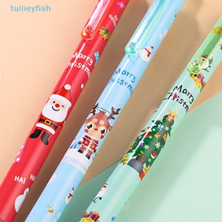 Tuilieyfish ปากกาหมึกเจล แบบแห้งเร็ว ลายการ์ตูนคริสต์มาส สีดํา เครื่องเขียน สําหรับนักเรียน สํานักงาน โรงเรียน ของขวัญ