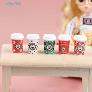 Tuilieyfish โมเดลแก้วกาแฟเรซิ่น รูปปลาคริสต์มาส สําหรับตกแต่งบ้านตุ๊กตา 5 ชิ้น