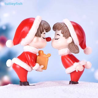 Tuilieyfish ฟิกเกอร์คู่รัก คริสต์มาสจิ๋ว สําหรับตกแต่งบ้านตุ๊กตา 2 ชิ้น ต่อชุด