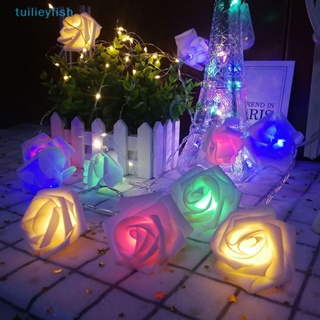 Tuilieyfish สายไฟหิ่งห้อย LED รูปดอกกุหลาบ ชาร์จ USB สําหรับตกแต่งช่อดอกไม้ งานแต่งงาน ปาร์ตี้