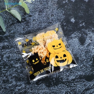 Tuilieyfish ถุงซิปล็อค ลาย Happy Helloween สําหรับใส่ขนม บิสกิต ลูกอม ตกแต่งปาร์ตี้ฮาโลวีน 100 ชิ้น