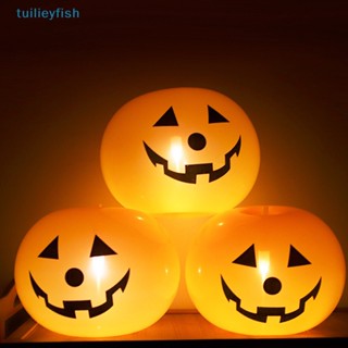 Tuilieyfish ลูกโป่งฟักทองเรืองแสงในที่มืด พร้อมไฟ LED 12 นิ้ว สําหรับตกแต่งบ้าน ฮาโลวีน 5 ชิ้น