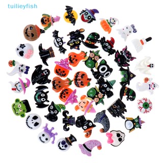 Tuilieyfish เรซิ่น รูปฟักทองผี หลังแบน สําหรับตกแต่งปาร์ตี้ฮาโลวีน DIY 10 ชิ้น