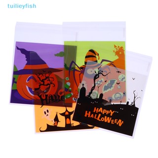 Tuilieyfish ถุงพลาสติกใส่ขนมขบเคี้ยว คุกกี้ ขนมขบเคี้ยว มีกาวในตัว ขนาด 10x10 ซม. สําหรับตกแต่งปาร์ตี้ฮาโลวีน 100 ชิ้น