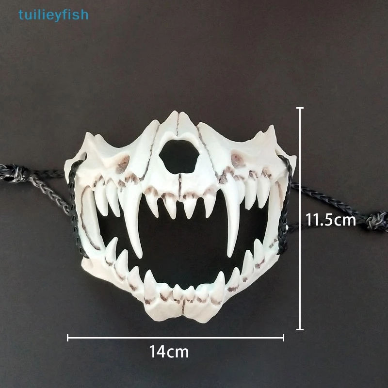 Tuilieyfish Party หน้ากากฟันยาวปีศาจโครงกระดูกหน้ากากครึ่งหน้าหมาป่ามังกรเสือ Houjuu Nue หน้ากากคอสเพลย์ฮาโลวีนเครื่องแต่งกาย Props co thumbnail 5