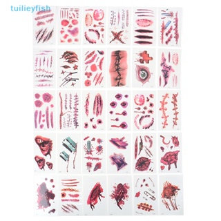 Tuilieyfish สติกเกอร์รอยสักชั่วคราว ลายเลือด ปลาฮาโลวีน กันน้ํา