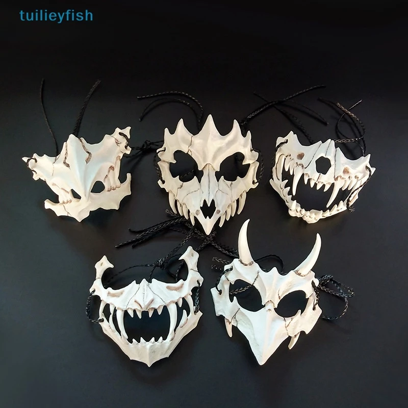 Tuilieyfish Party หน้ากากฟันยาวปีศาจโครงกระดูกหน้ากากครึ่งหน้าหมาป่ามังกรเสือ Houjuu Nue หน้ากากคอสเพลย์ฮาโลวีนเครื่องแต่งกาย Props co thumbnail 9