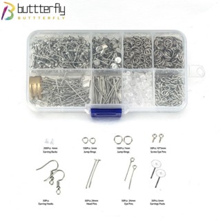 Buttterfly ชุดต่างหูสตั๊ด ซิลิโคน สีเงิน DIY 1300 ชิ้น