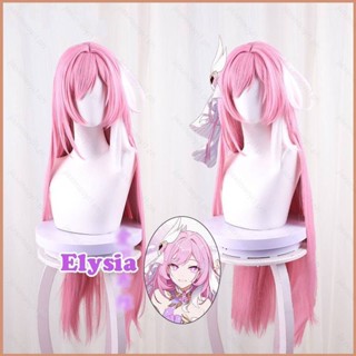 23 Honkai Impact 3 Elysia วิกผมคอสเพลย์ สีชมพู ผมยาวตรง ตกแต่งฮาโลวีน อนิเมะ คอสเพลย์ เครื่องแต่งกาย