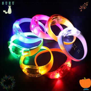 Suhu กําไลข้อมือ มีไฟกระพริบ LED หลากสี สําหรับเล่นกีฬา ปาร์ตี้ 2 ชิ้น