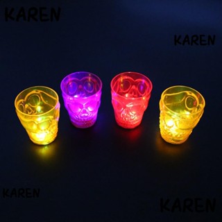 Karen แก้วไวน์พลาสติก มีไฟ Led เรืองแสง พร็อพสําหรับตกแต่งบ้าน ปาร์ตี้ฮาโลวีน DIY