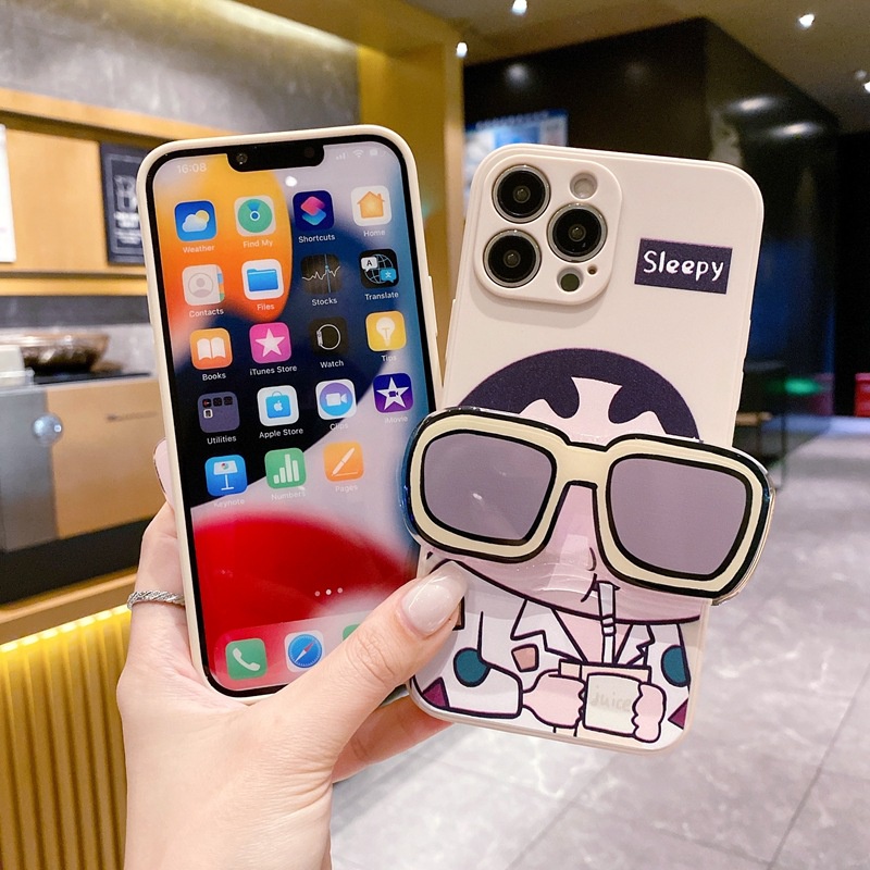 สําหรับ Xiaomi Redmi Note 13 12 11 10 9 8 Pro 12S 11S 10S 9S Redmi 14C 13C 12C 10C A3 A2 A1 Plus 9A 9C 9T เคสโทรศัพท์มือถือ ซิลิโคน ลายการ์ตูนชินจัง พร้อมที่ตั้งวางแก้ว สําหรับ
