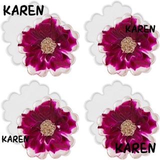 Karen แม่พิมพ์ซิลิโคนเรซิ่น ลายดอกไม้ 4.7 นิ้ว 4 ชิ้น