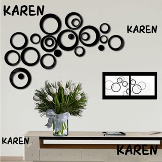 Karen 5 ชิ้น / เซต สติกเกอร์ติดผนัง ที่ถอดออกได้ พื้นหลังทีวี ตกแต่งบ้าน วงกลม