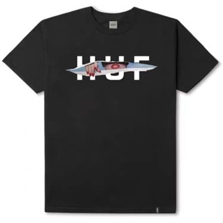 Huf เสื้อยืดแขนสั้น ผ้าฝ้าย พิมพ์ลายโลโก้สเก็ตบอร์ด สไตล์สตรีท สําหรับผู้ชาย และผู้หญิง