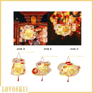 [Lovoski1] โคมไฟ รูปกระต่าย 3D สไตล์จีน DIY สําหรับบ้าน ห้องพัก วันหยุด