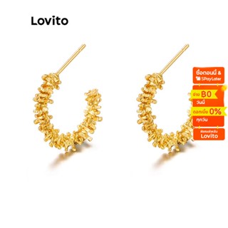 Lovito ต่างหูลำลอง เบสิก สีพื้น สำหรับผู้หญิง LNA14056 (สีทอง/สีเงิน)