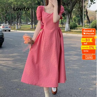 Lovito เดรสลำลอง แขนสั้น เดรสสั้น สำหรับสตรี LNA14222 (ฮอตพิงค์)