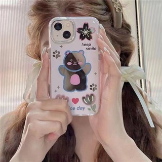 เคสมือถือ แบบนิ่ม ลายการ์ตูนหมี พร้อมกระจก สําหรับ OPPO Reno9 Reno8 Reno7pro reno6 7z 5 R17 A72 A53 4Z 5GA15 Findx3pro