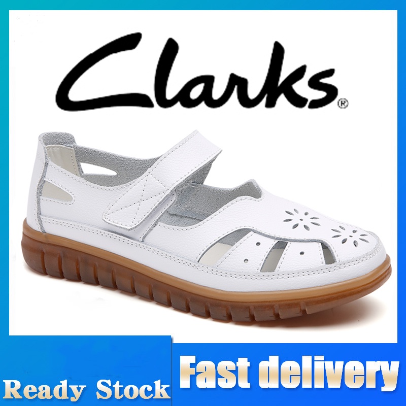 Clarks_ รองเท้าหนังลําลอง ส้นแบน สําหรับผู้หญิง สินค้าพร้อมส่ง