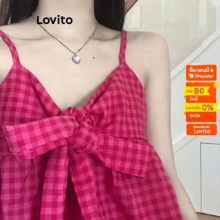 Lovito เสื้อลําลอง ประดับโบว์ด้านหน้า สําหรับผู้หญิง LNA16223 (สีชมพูสุดฮิต)