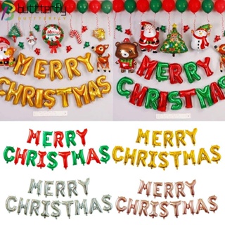 Buttterfly ลูกโป่งเป่าลม ลายตัวอักษร Merry Christmas สําหรับตกแต่งปาร์ตี้คริสต์มาส