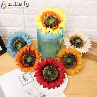 Buttterfly พวงดอกไม้ปลอม ผ้าไหม ดอกทานตะวัน สีเหลืองสดใส DIY